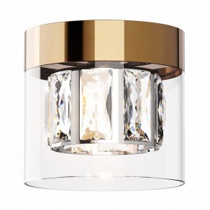 GEM lampa sufitowa 1xG9 francuskie złoto przezroszysty kryształ klosz szklany