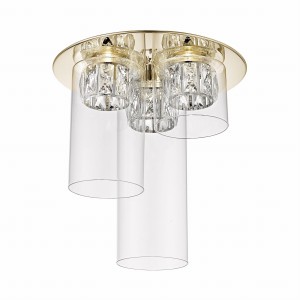 GEM lampa sufitowa LED 3x5W francuskie złoto przezroszysty kryształ klosz szklany 3G9