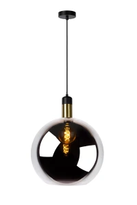 JULIUS lampa wisząca dymiona kula fi 40cm wykończenie czarno-złote 1xE27