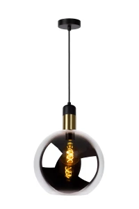 JULIUS lampa wisząca dymiona kula fi 28cm wykończenie czarno-złote 1xE27