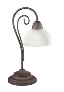COUNTRY klasyczna lampa stołowa z białym kloszem alabaster 1xE14