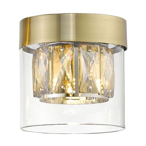 GEM lampa sufitowa 1xG9 antyczne złoto koniakowy kryształ klosz szklany
