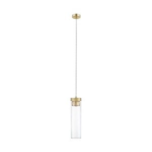 GEM lampa wisząca 1xG9 antyczne złoto koniakowy kryształ klosz szklany