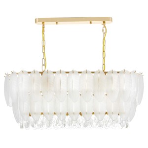 CAVALINI PRO lampa wisząca złota z kloszami w kształcie piór 8xE14