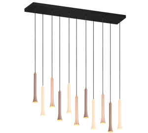 FIATO wisząca lampa LED 11 lejków kawowa