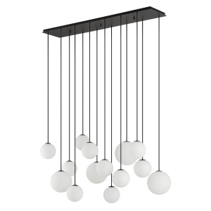 SNOWBALL XIV lampa wisząca czarna klosz kula biała 14xG9