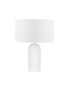 TUMARAPI LE44961 Lampa stołowa Biała z żebrowaną podstawą i cylindrycznym abażurem