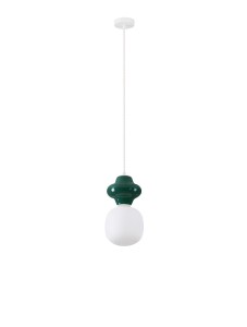 VILROSA LE44554 Lampa wisząca ceramiczna skandi z mlecznym kloszem zielona