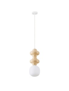 VILROSA LE44557 Lampa wisząca ceramiczna podwójna skandi z mlecznym kloszem kremowa