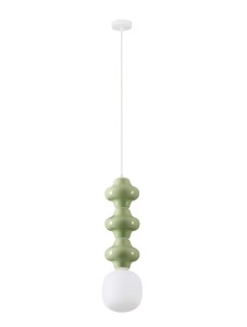VILROSA LE44569 Lampa wisząca ceramiczna potrójna skandi z mlecznym kloszem zielona