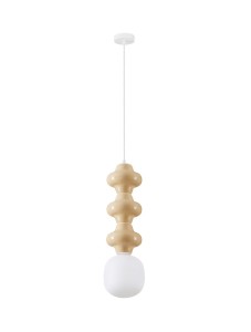 VILROSA LE44570 Lampa wisząca potrójna ceramiczna skandi z mlecznym kloszem kremowa