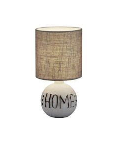 ESNA R50651025 lampa stołowa ceramiczna popielata z napisem HOME 1xE14