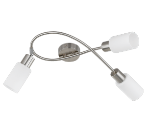 MARS R80013907 lampa sufitowa nikiel mat klosz szklany cylinder biały 3xE14