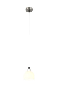 MOLLY R31861007 lampa wisząca 1xE14 klosz szkło białe wykończenie nikiel mat