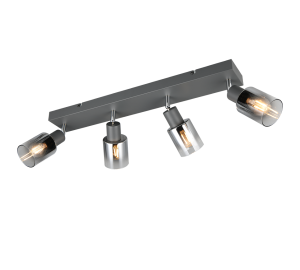 CADIZ R81784042 czarna lampa sufitowa 4xE14 klosze szkło dymione