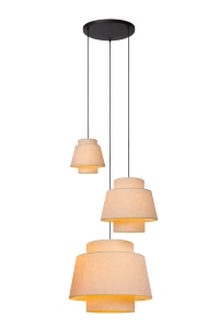 TRIBUTE 21435/13/38  lampa wisząca kaskada z podwójnymi kremowymi abażurami 3xE27