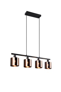 JASON R36304064 lampa wisząca czarna z brązowymi kloszami 4xE14