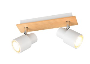 PIERRE R81982031 lampa ścienno-sufitowa biała z drewnem 2xGU10 regulowana