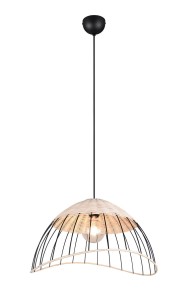 SANDRINE R36211032 lampa wisząca czarny druciany abażur z rattanem 1xE27