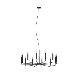 ORTO XII BLACK B 11464 lampa wisząca żyrandol jasny szary 12xE14
