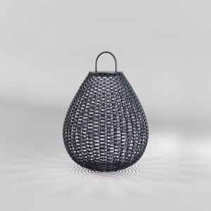 PLET OSL599FL-L5B3K solarna lampa przenośna czarna z rattanu fi 36cm LED 5W IP65