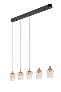 BERLIANE 00430/20/60 lampa wisząca LED 5x4W DIM klosz szklany z diamentem