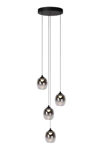 TIAMINO 74419/20/30 lampa wisząca kaskada LED 4x5W klosze szkło dymione