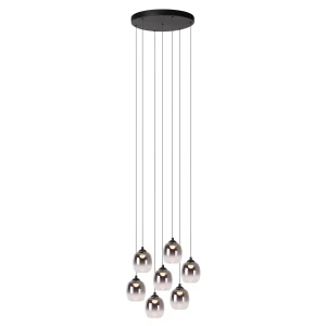 TIAMINO 74419/07/30 lampa wisząca kaskada LED 7x7W klosze szkło dymione 