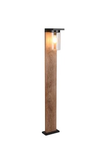 ARDILA 411660135 słupek zewnętrzny imitacja drewna / czarny mat 100cm klosz szklany cylinder czujnik zmierzchu 1xE27 IP44