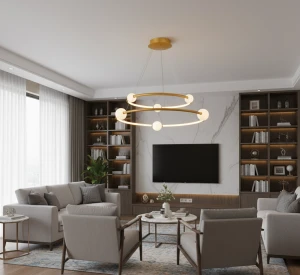 OUTLET Lozanna PND-20112035-2A-GD lampa wisząca LED złote ringi z białymi kulkami