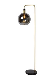JULIUS lampa podłogowa czarno -złota klosz szklana kula dymiona fi 28cm 1xE27