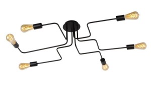 LESTER lampa sufitowa czarna loft 6xE27 długa
