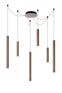 LORENZ lampa pająk wiszące brązowe rurki LED 6x4W 3000K możliwość ściemniania
