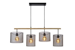 BASKETT lampa nad stół czarna z abażurami ze stalowej siatki 4xE27