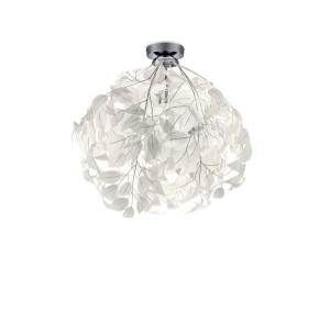LEAVY lampa sufitowa fi 38cm białe listki na gałązkach 1xE27 wykończenie chrom
