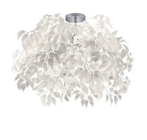 LEAVY lampa sufitowa fi 70cm białe listki na gałązkach 3xE14 wykończenie chrom