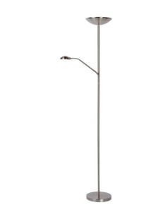 ZENITH LED 20W/4W lampa podłogowa satynowy chrom z regulowanym ramieniem do czytania  i funkcją ściemniania