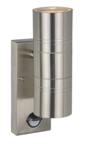 ARNE-LED kinkiet na elewacje stal szczotkowana LED 2x5W GU10 2700K IP44 z czujnikiem ruchu