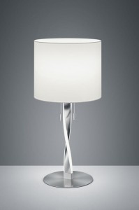 NANDOR lampa stołowa z podświetlaną podstawą LED 2x3W wykończenie chrom abażur biały 1xE27