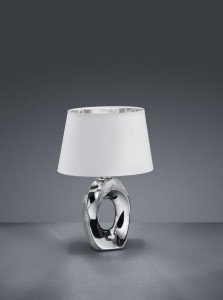 TABA lampka ceramiczna chrom z dziurką biały abażur 33cm