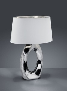 TABA lampka ceramiczna chrom z dziurką biały abażur 52cm