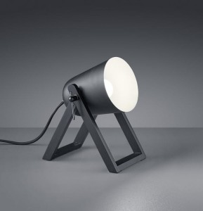 MARC nowoczesna czarna lampa stołowa 1xE27 podstawa drewno regulowana