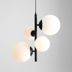 BLOOM 2xE27 2xE14 czarna lampa pionowa z mlecznymi kulami 1091L1