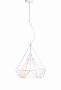 FORTI lampa wisząca biały diament z białym abażurem E27