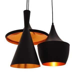 FOGGI W3 lampa wisząca potrójna czarna loft różne klosze 3xE27