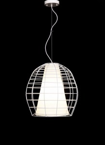 BOLZANO nowoczesna lampa wisząca biała z drucianym abażurem E27