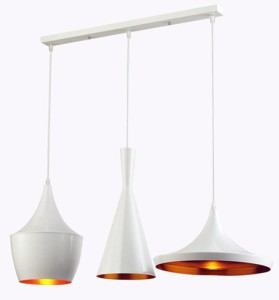 FOGGI TRIO lampa wisząca na listwie biała loft różne klosze 3xE27