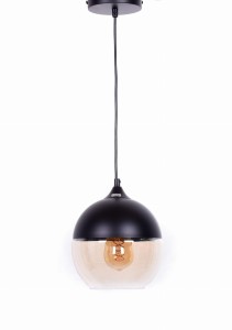 ALBION NEW lampa wisząca klosz kula czarna/bursztynowa fi20cm E27