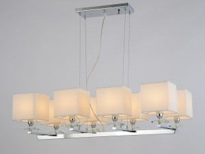 FIANELO lampa wisząca nad stół chrom z białymi abażurami 8xE14