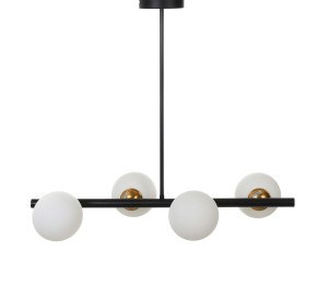TORICA W4 lampa nad stół czarna z białymi kloszami 4xG4